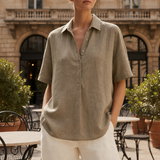 Valldemossa Linen Collar Shirt in Khaki