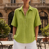 Valldemossa Linen Collar Shirt in Green
