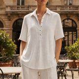 Valldemossa Linen Collar Shirt in White