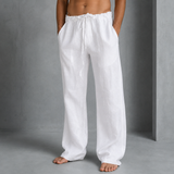 Verona Relaxed Linen Drawstring Pants in White