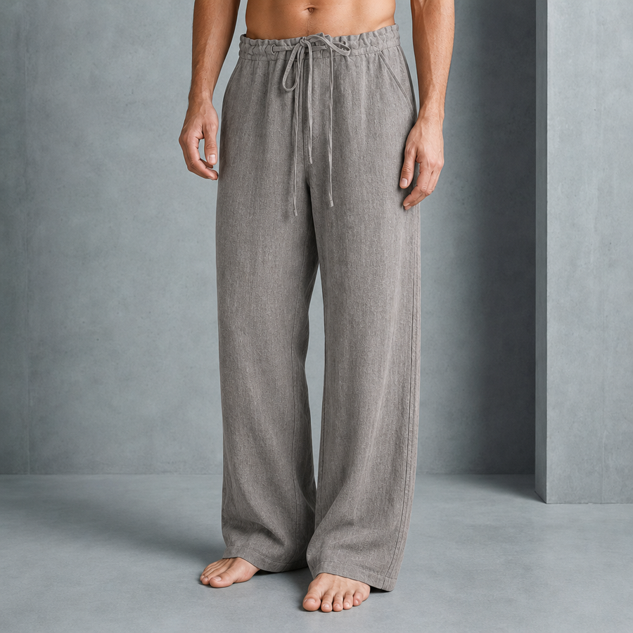 Verona Relaxed Linen Drawstring Pants in Gray