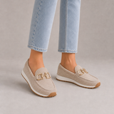 Vieste Orthopedic Horsebit Loafers in Beige