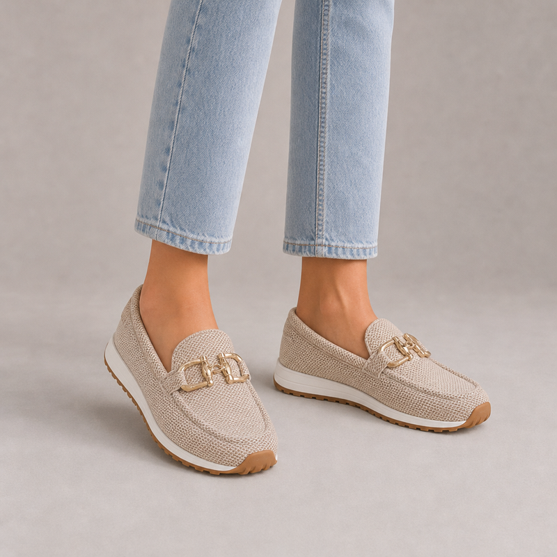 Vieste Orthopedic Horsebit Loafers in Beige