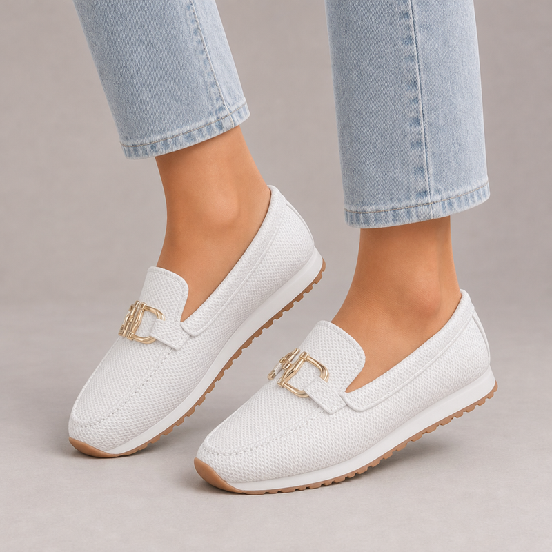 Vieste Orthopedic Horsebit Loafers in White