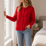 Volterra Merino Wool Cardigan in Red