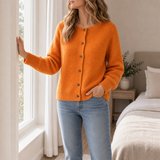 Volterra Merino Wool Cardigan in Orange