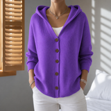 Zakynthos Hooded Knit Cardigan in Purple