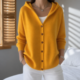 Zakynthos Hooded Knit Cardigan in Mustard