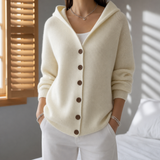 Zakynthos Hooded Knit Cardigan in Off-White